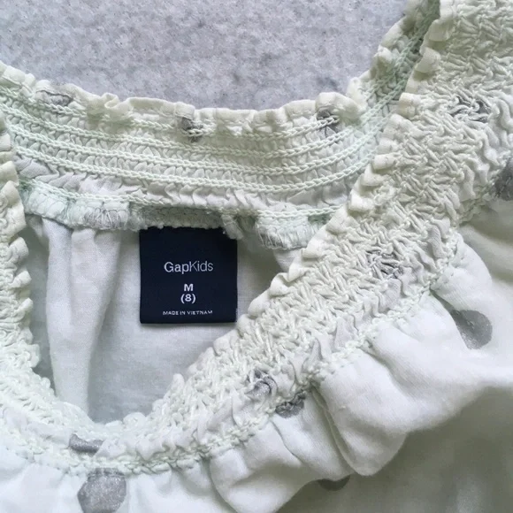 Used great condition GAP kids teal polka dot dress girls size 8 medium - Picture 2 of 3